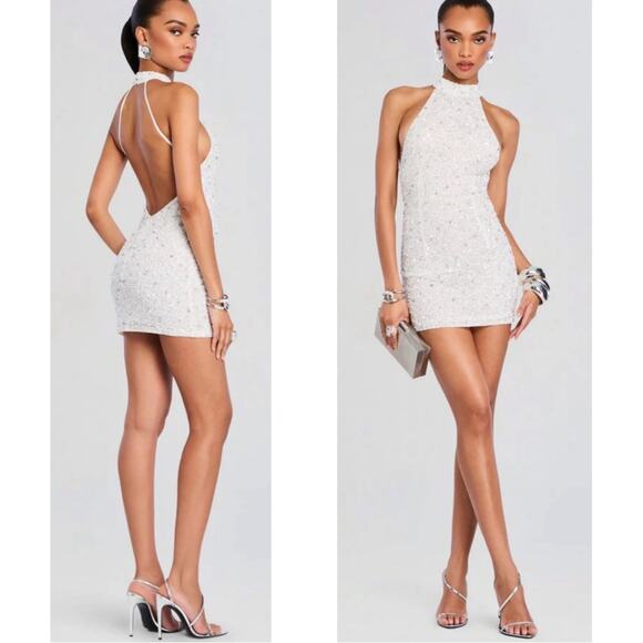 Retrofete Olivia Crystal Embellished White Mini Dress Size XXL - Picture 2 of 12